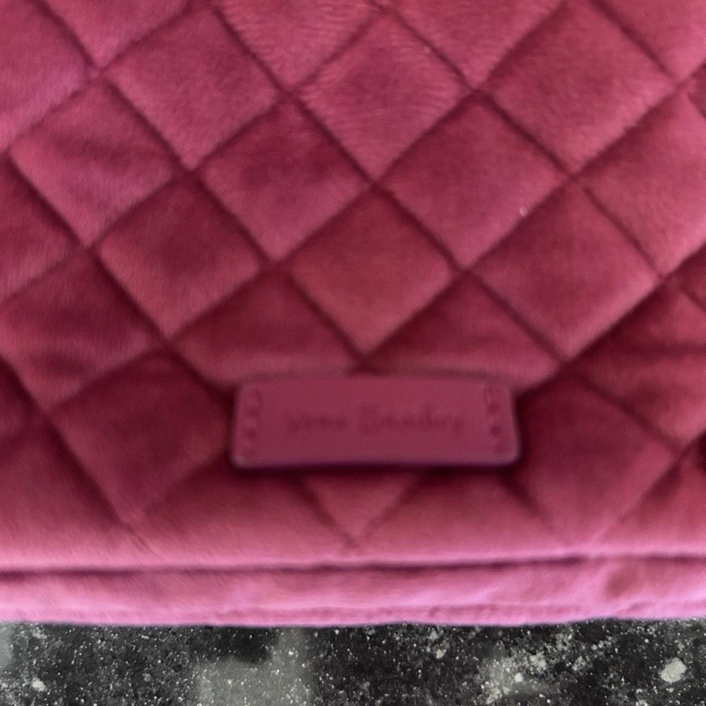 Vera Bradley Magenta Velvet Quilted Cosmetic Bag with Outside Zipper Pocket. - Picture 7 of 7